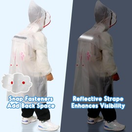 ANYOO Kids Rain Poncho with Hood Reusable Rain Jacket Lightweight & Durable Raincoats for Boys and Girls for Travel Outdoor