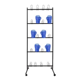 5-Tier Boxing Gloves Drying Rack, Boxing Glove Storage Stand with Universal Wheels, Metal Boxing Glove Drying Display Rack, Boxing Glove Stand Floor Standing, Holds 20 Pair of Gloves (Black)
