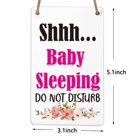 Shhh Baby Sleeping Do Not Disturb Sign, Baby Room Door Knob Hanger Sign, Used for Home, Baby Room, Nursery, Baby Shower, Party Gift for New Parent, Cute Baby Door Decoration, WAP1
