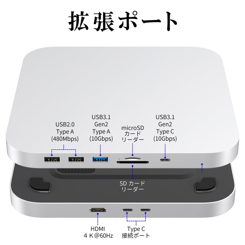 Mac mini Docking Station TypeC (8in2) Silver Model Number: MC25MH