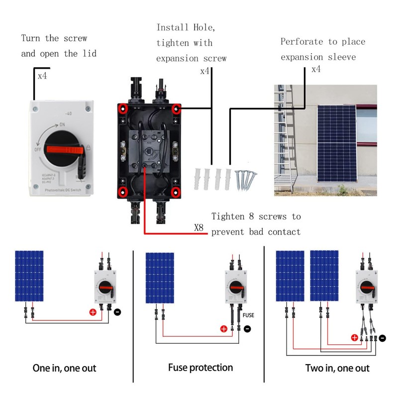 PV Solar Disconnect Switch 32A 4P IP66 Waterproof Photovoltaic Isolator