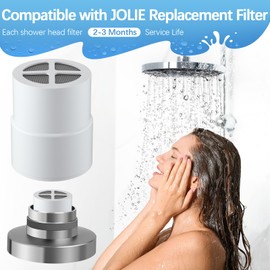 HappyAlley 4 Pack Shower Filter Replacement Compatible with Jolie Shower Head, 15-Stage Water Filtration, High pressure Shower Head Filter for Healthier Hair & Skin