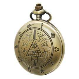 SIMAOTE Vintage Pocket Watch, Gravity Falls - Bill Cipher Pocket Watch with Chain for Men Women, Bronze-1, Vintage