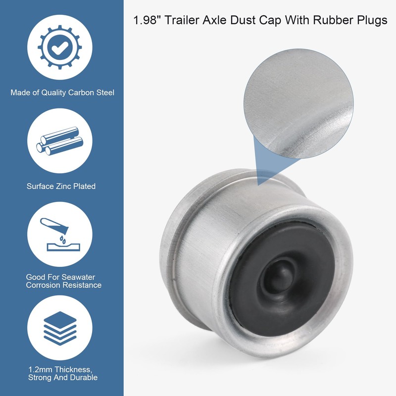 4pcs 1.98" Trailer Axle Dust Cap Cup Grease Cover Hub