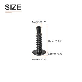 DTGN #8x3/4 Sheet Metal Screws - 100Pack - for Wood, Furniture - 410 Stainless Steel Phillips Round Head Washer Drill Tail Self Tapping Screws - Black