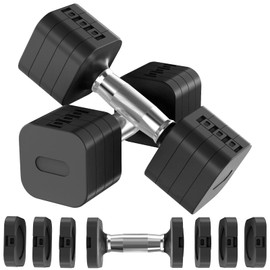 Hezeyferg Adjustable Dumbbells Set of 2, Adjustable Weight Dumbbells with 4 Levels 4.4lb, 6.6lb, 8.8lb, 11lb, Hand Weights Sets for Women/Men Home Gym Full Body Workout (Black)