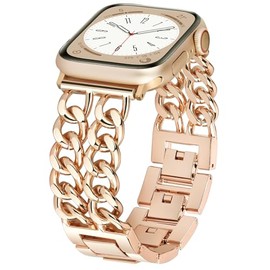 Correas de reloj compatibles con el diseñador de metal para mujeres y hombres, 42 mm (Serie 10), 40 mm, 41 mm y 38 mm, correas de doble cadena para...