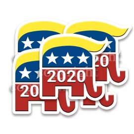 Trump 2020 Bumper Stickers Republican Elephant with 2020 Decals  3" wide 5 pack