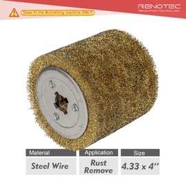 RENOTEC Steel Wire Drum, Copper Plating 0.3mm Wire, 4.33" x 4", 110x100mm, Heavy Rust Removal, for Burnishing Polishing Machine