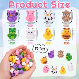 GGSTDDUP 80 Pcs Mini Resin Animals Ducks Tiny Resin Animals Figures