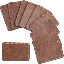 10 PCS Square Leather Patches for Hats, Iron on Blank Patches, Artificial Leather Patches for Laser Engraving, Repair Patches for DIY Sewing Crafts for Hats, Jackets, Jeans - Dark Coffee
