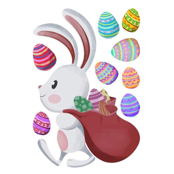 KESYOO Easter Bunny Window Cling Stickers Easter Rabbit Egg Decals