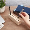 OLYCRAFT 6 Holes Wooden Desk Pen Holder Wooden Desk Pen