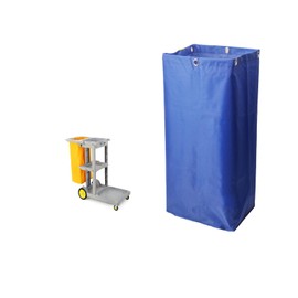 Replacement Janitorial Cart Bag-16 x 11 x 27inches, High Capacity Waterproof Thickened Housekeeping Commercial Janitorial Cleaning Cart Bag with 6 Brass Grommets - 23 Gallon (Blue)