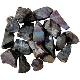 Natural Stones 1 Lbs Tumbling Rough Raw Materials for Cabbing Tumbling Trimming Crystals Reiki Healing Lapidary (Velvet Obsidian, Black - Multi-Colored Under Bright Light Turned Right)