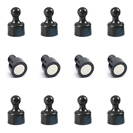 12 PCS Small Refrigerator Magnets Strong Fridge Magnets Magnetic Push Pins Whiteboard Magnets Map Magnets Perfect for Home Kitchen Office School Classroom Black