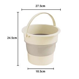 TOMVAES Foldable Plastic Bucket Portable Water Bucket Household Cleaning Round Bucket Outdoor Camping Fishing Travel Camping Space Saving Outdoor Waterproof Basin 2.6 Gallons (10L) (Cream-White)