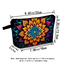 MoCaliduccious Mandala Printed Cosmetic Bag Vibrant Spiritual Design Makeup Organizer Yoga Retreat & Festival Travel Essential Unique Birthday/Meditation Gift Idea
