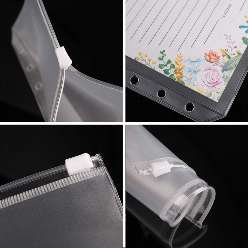 WUWEOT 50 Pack Binder Pockets A6 Size 6 Holes Zipper