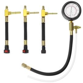 QWORK Universal Fuel Pressure Test Kit, Dual Scale Gauge (0-7 bar/0-100 psi) with Multiple Adapter Sizes, Brass Connectors