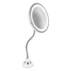 HOMEGENIX Vanity Mirror with Lights, 10x Magnifying Mirror for Makeup, LED Lighted Makeup Mirror Adjustable Goose Neck, Bedroom or Bathroom Desk Mirror Travel Makeup Mirror Nickle Finish