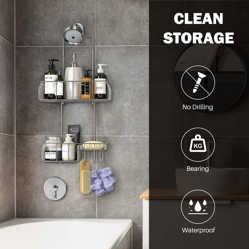 Epicano Anti-Swing Hanging Shower Caddy Stainless Steel 304, Over Head