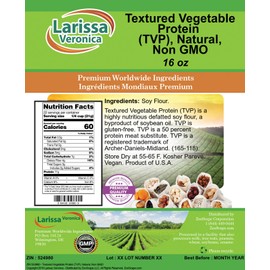 Larissa Veronica Textured Vegetable Protein (TVP), Natural, Non GMO (16 oz, ZIN: 524980)