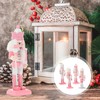 Happyyami 4pcs Pink Christmas Nutcracker Ornaments Candy Soldier Nutcracker Figurines