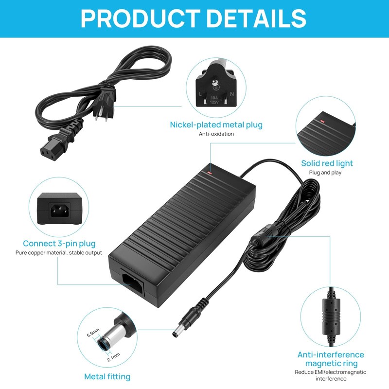 Hiseeu 52V 3A Power Supply Adapter,AC 100V-240V to DC 52V
