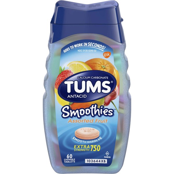 Tums Smooth Dissolve Chewable Tablets Assorted Fruit - 60 tablets