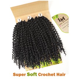 LADY MIRANDA Afro kinky Curly Crochet Hair Marlybob Braiding Hair Extensions for Black Women Jerry Curl Crochet Hair 6X Braid Hair Short Passion Twis Synthetic Extensions (Black)
