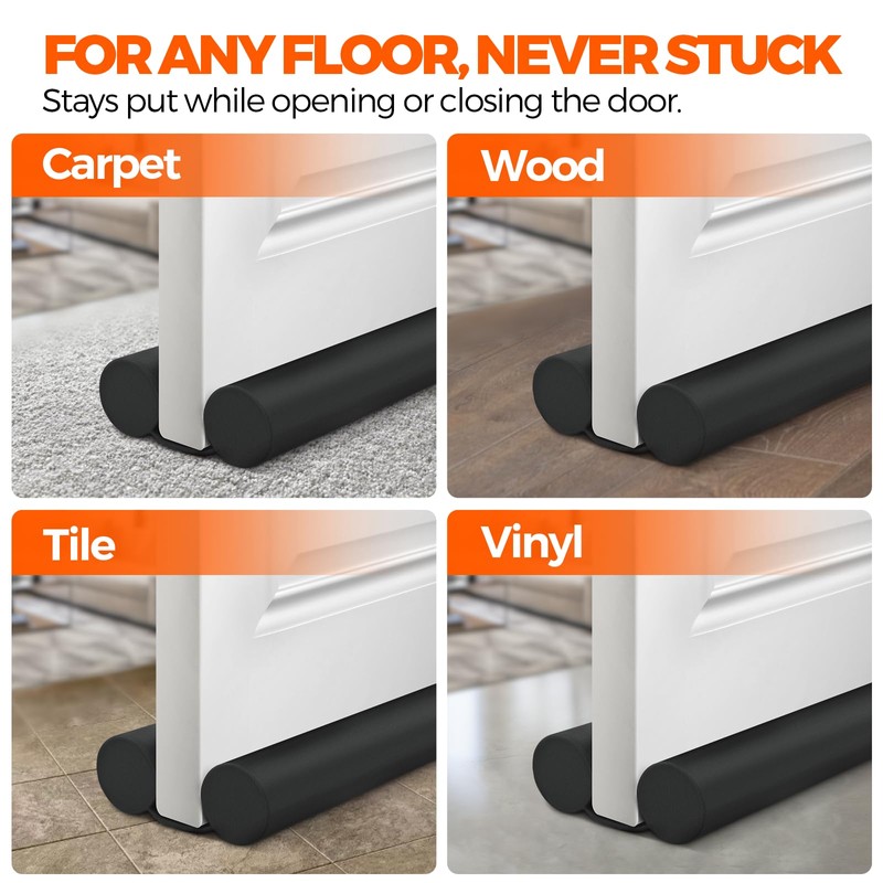 Holikme Door Draft Stopper 2×37inch, Black