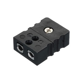 sourcing map J Type Thermocouple Wire Connectors Female Plug Adapter Round Pin Temperature 220°C(428°F) for Thermocouple Sensor Probe Black 1pcs