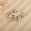 Teyglen Gold Rhinestone Flower Wedding Hair Comb Bridal Crystal Pearl