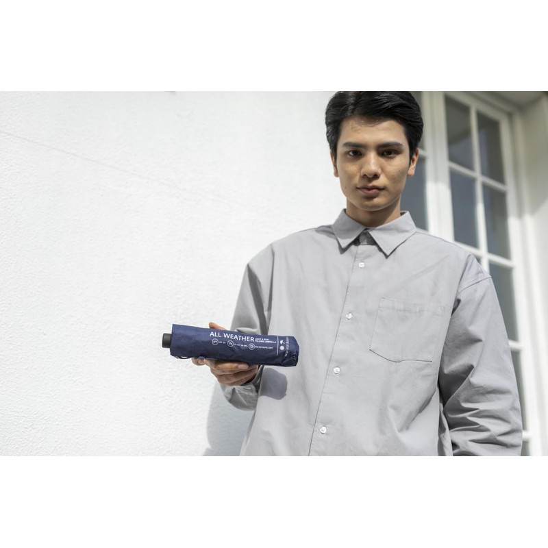Nakatani Natural Basic Folding Umbrella, UV All-Weather Navy, For Rain