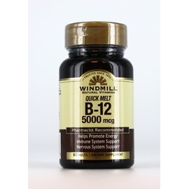 Windmill Quick Melt Vitamin B-12 5000 MCG Dietary Supplement, 60 Count (3)