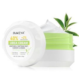 OUKEYA Crema para pies 40 % urea, con ácido salicílico, árbol de té Oi y ceramidas, talón agrietado suave | Exfoliante de piel seca | Nutre | Para pie