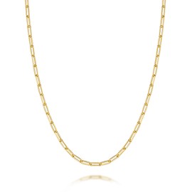 PPRLIFE Gold Necklace for Women & Men 14K Gold Chain Necklace for Women Unisex 2.5mm Wide Paperclip Chain Necklaces Non Tarnish Paperclip Necklaces Jewelry 16” - 26” (18in)