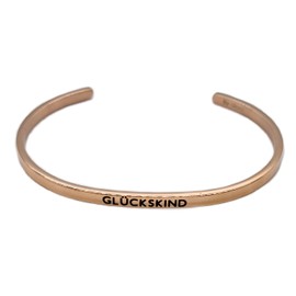 Elegant Bangle Bracelet Silver or Rose Gold with Mantra and Saying - Engraving in 2 Sizes Lucky Child, Stainless Steel
