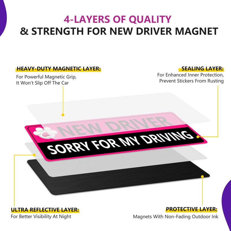 New Driver Magnet for Car Highly Visible Student Driver Magnet