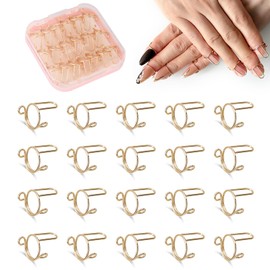 20PCS Adjustable Wudu Nail Rings for Halal Muslim Nails Detachable Fingernail Ring (Gold)