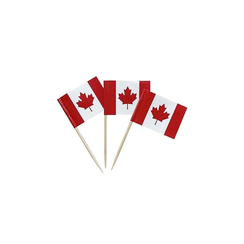 100 Pcs Canada Flag Canadian Toothpick Flags, Small Mini Stick