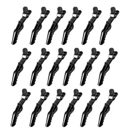 Dkpyt Alligator Hair Clips 18 Pack - Professional Hair Styling Clips, Salon Quality Plastic Alligator Black Hair Clips, Wide Teeth & Double-Hinged Design(Black)