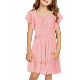 DOKOTOO KIDS Girls Special Occasion Dresses Summer Back Bow Tie Cute Dress Pink 12-13 Years Old