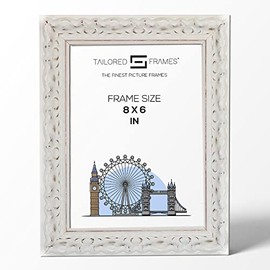 Tailored Frames Vienna White 8" x 6" | Rustic Style Vintage Single Picture Frame | Table Top & Wall Hanging Type | Photo Frame Without Mount