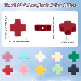 SUNNYCLUE 1 Box 100 Stück Edelstein Kreuzperlen Kreuze Perlen Großpackung Klein Quadratisch Korallenstein Weiß Bunt Osterkruzifix Lose Abstandshalter Für Schmuckherstellung Basteln Charms Armbänder Ha