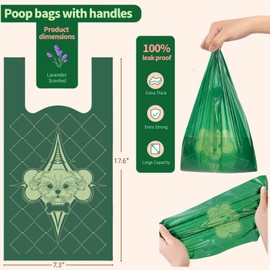 120 Count Cat Litter Bags for Litter Box,Dog Poop Bags,Odor Sealing Cat Poop Waste Disposal Bags with Tie Handles,Ultra Thick, Lavender Scented,Leak-Proof,Disposable