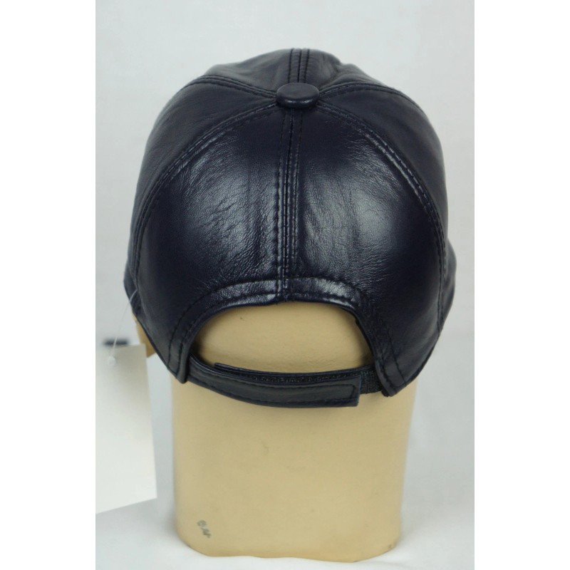 Bahar NAVY 100% GENUINE LAMBSKIN LEATHER Baseball Cap Hat Biker