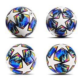 Fxznacbh Football Em Football 2024 Ball Football Fans Item Football Lovers Birthday Gift Regular No. 5 Ball Football with Pump, Blue and White Football Size 5