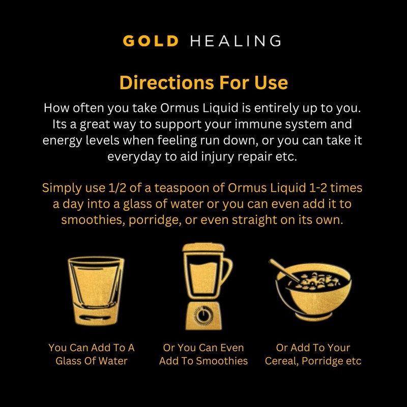 GOLD HEALING Liquid ORMUS 200ML 70% MONATOMIC Gold, 30% Magnesium,